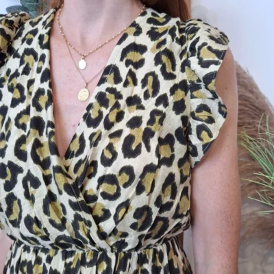 K904- Robe "By One" Léopard (T36-T40) - kaki - 38