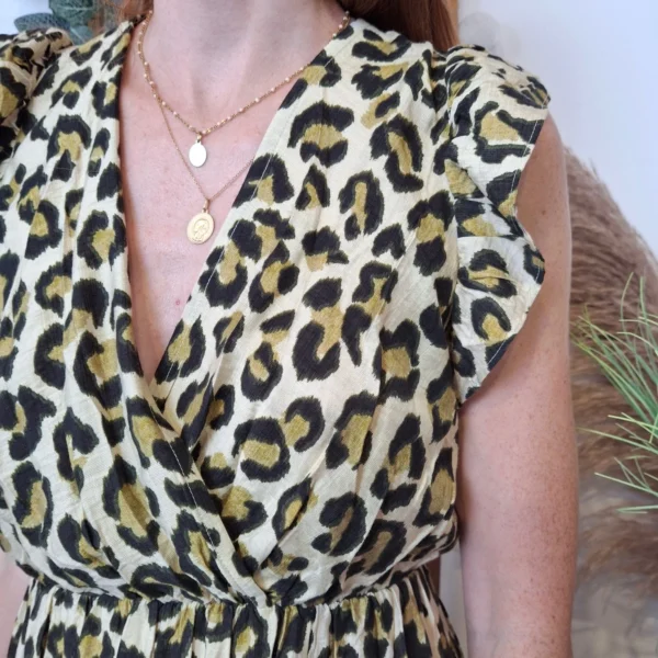 K904- Robe "By One" Léopard (T36-T40) - kaki - 38