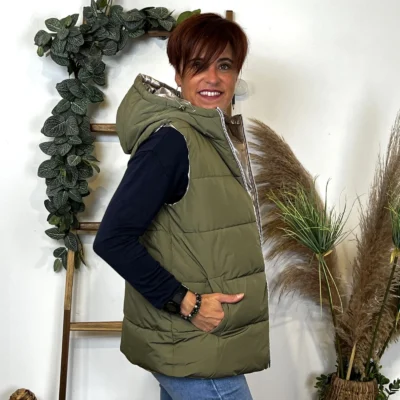 K850- Doudoune réversible (T36-T44) - kaki - 44