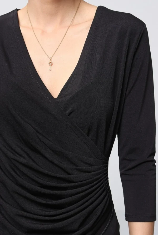 K878- Blouse Plissée unie (T36-T44) 🇫🇷 - noir - 42