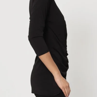 K878- Blouse Plissée unie (T36-T44) 🇫🇷 - noir - 42