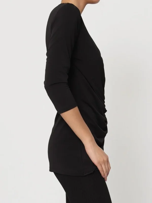 K878- Blouse Plissée unie (T36-T44) 🇫🇷 - noir - 42