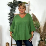 Pull court femme loose « Jolies Formes » - vert-bresil - taille-unique-grande-taille