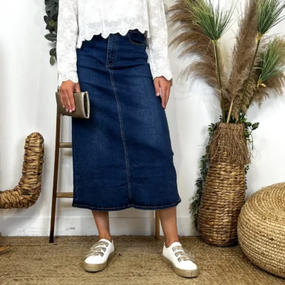 L697- Jupe non fendue jean (T36-T44) - denim - 44