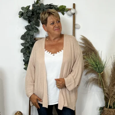 Z164- Gilet Maille Nid d abeille (Gt) - beige - taille-unique-grande-taille