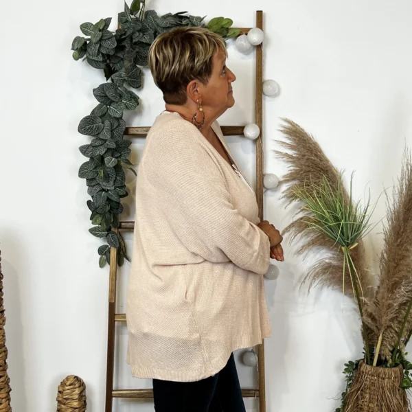 Z164- Gilet Maille Nid d abeille (Gt) - beige - taille-unique-grande-taille