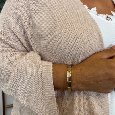 Z164- Gilet Maille Nid d abeille (Gt) - beige - taille-unique-grande-taille