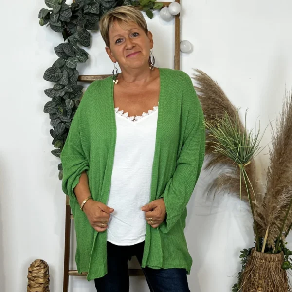 Z164- Gilet Maille Nid d abeille (Gt) - vert-bresil - taille-unique-grande-taille
