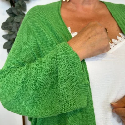 Z164- Gilet Maille Nid d abeille (Gt) - vert-bresil - taille-unique-grande-taille