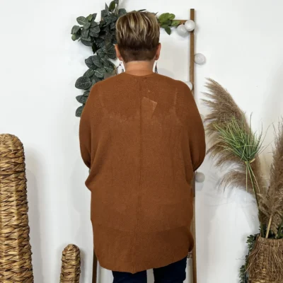 Z164- Gilet Maille Nid d abeille (Gt) - camel - taille-unique-grande-taille