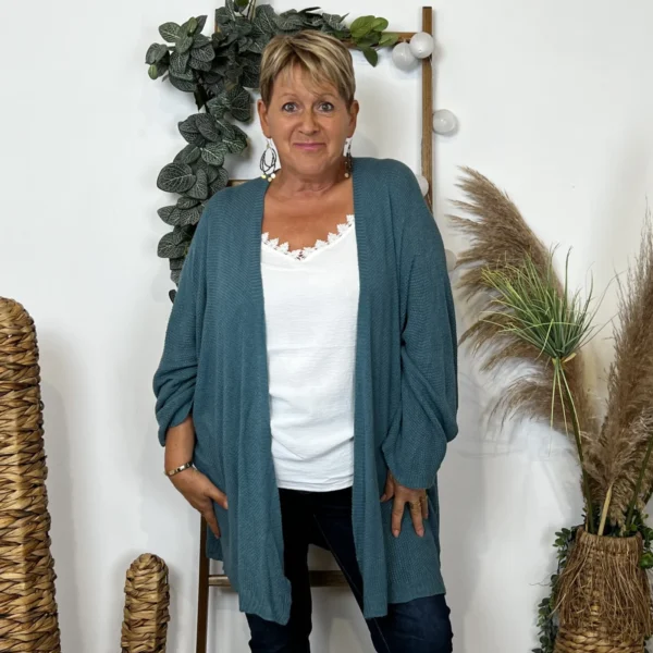 Z164- Gilet Maille Nid d abeille (Gt) - bleu-canard - taille-unique-grande-taille