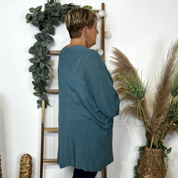 Z164- Gilet Maille Nid d abeille (Gt) - bleu-canard - taille-unique-grande-taille