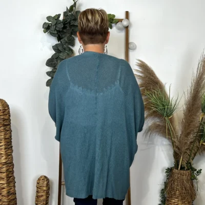 Z164- Gilet Maille Nid d abeille (Gt) - bleu-canard - taille-unique-grande-taille