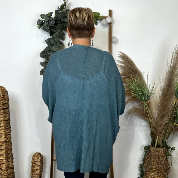 Z164- Gilet Maille Nid d abeille (Gt) - bleu-canard - taille-unique-grande-taille