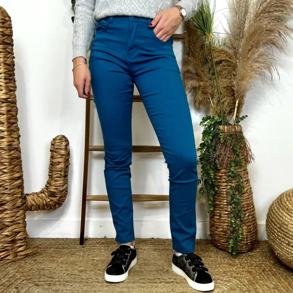 O162- Jean Slim (T34-T44) - bleu-petrole - 44