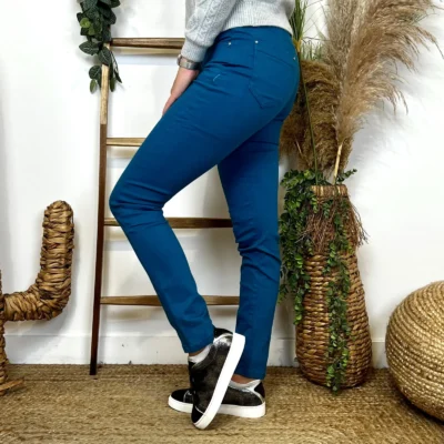 O162- Jean Slim (T34-T44) - bleu-petrole - 44