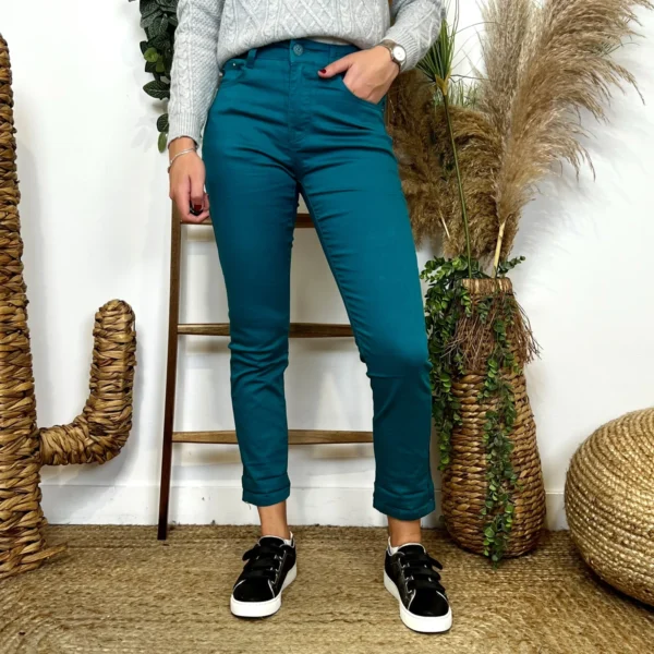 O114- Jean 7/8ème Voggo (T34-T44) - bleu-canard - 44