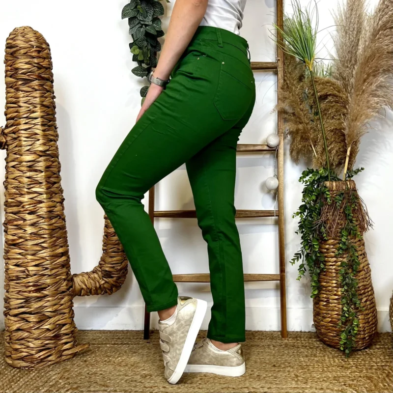 O156- Jean Slim (T34-T44) - vert-emeraude-kaki - 44