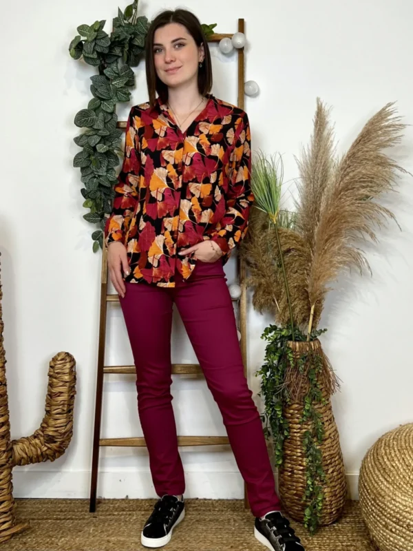 K831- Chemise Gingko (T36-T40) - fuchsia - 38