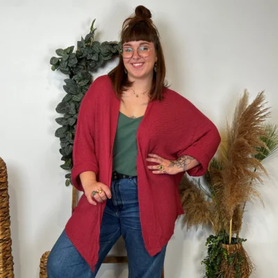 Z164- Gilet Maille Nid d abeille (Gt) - fuchsia - taille-unique-grande-taille