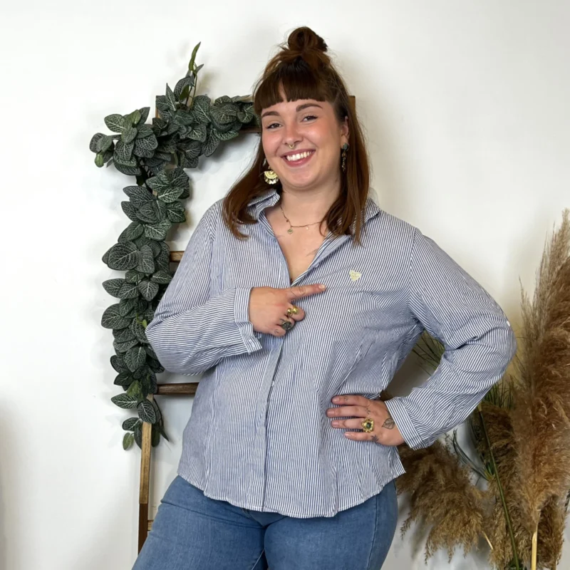Chemise rayée cœur brodé (T40-T48)