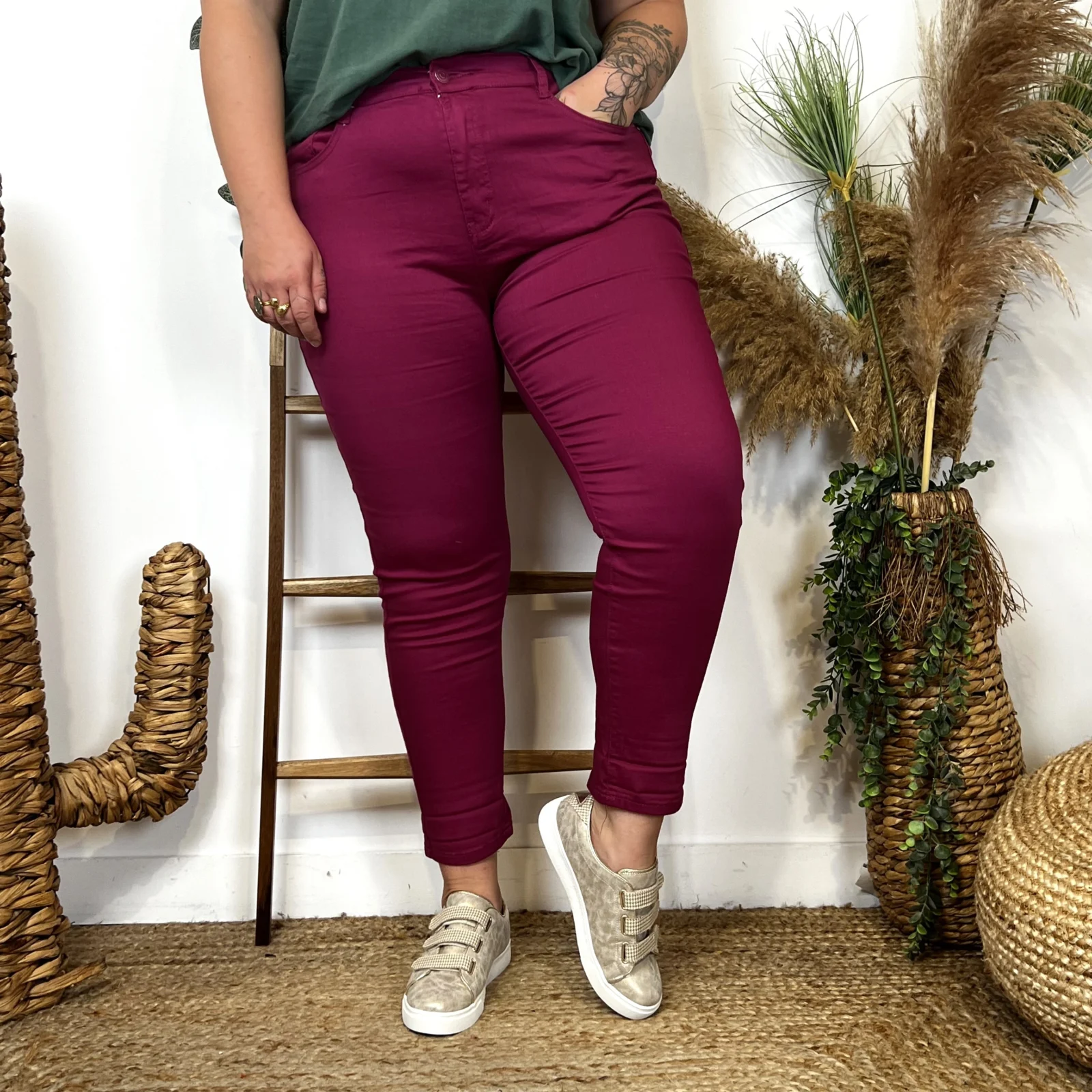 O099- Jean 7/8ème Voggo (T42-T52) - fuchsia - 52