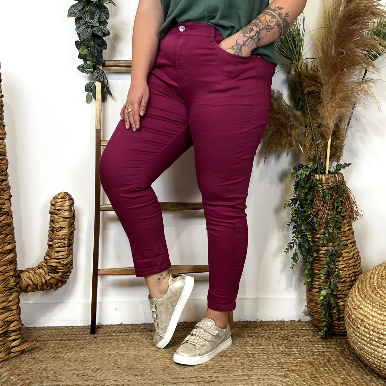 O099- Jean 7/8ème Voggo (T42-T52) - fuchsia - 52