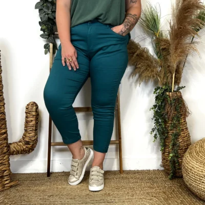 O115- Jean 7/8ème Voggo (T42-T52) - bleu-canard - 52