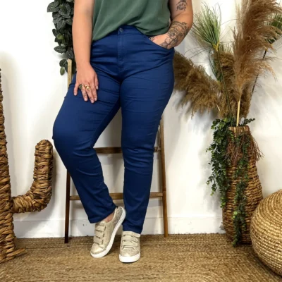 O155- Jean Slim Voggo (T42-T52) - bleu-royal - 52