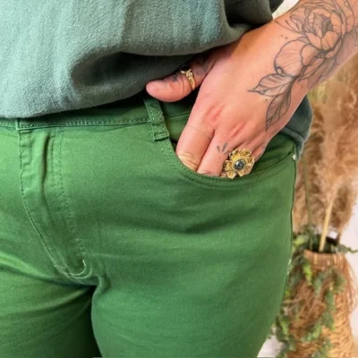 O123- Jean 7/8ème Voggo (T42-T52) - vert-emeraude - 52