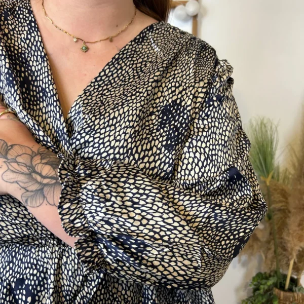 K844- Robe Maëlle "tachetée" (T40-T48) - marine - 48