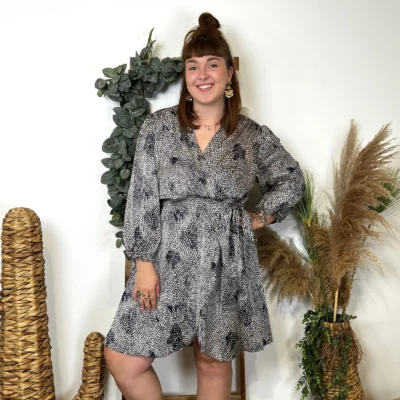 K844- Robe Maëlle "tachetée" (T40-T48) - marine - 48