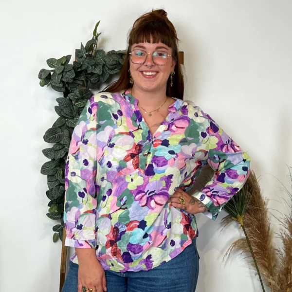 Z759- Blouse Christy "Peinture" (T44-T52) - violet - 52