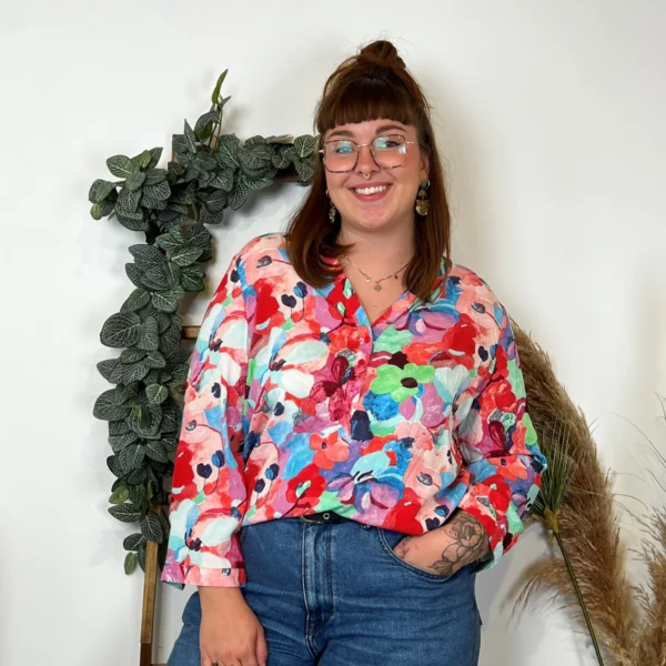 Z759- Blouse Christy "Peinture" (T44-T52) - rouge - 52