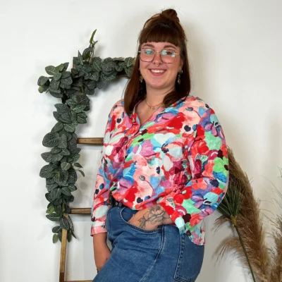 Z759- Blouse Christy "Peinture" (T44-T52) - rouge - 52