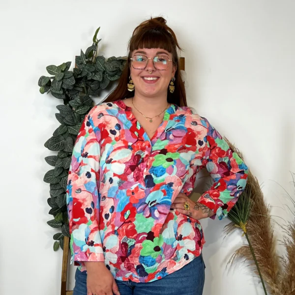 Z759- Blouse Christy "Peinture" (T44-T52) - rouge - 52