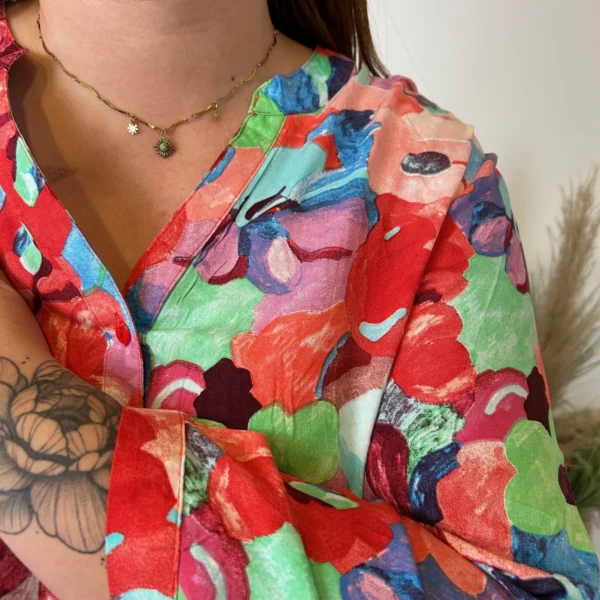 Z759- Blouse Christy "Peinture" (T44-T52) - rouge - 52