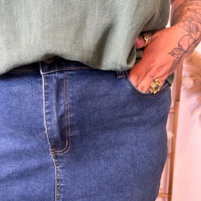 L710- Jupe en jean longue (T42-T50) - denim - 50