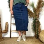 Jupe en jean longue (T42-T50) - denim-fonce - 50