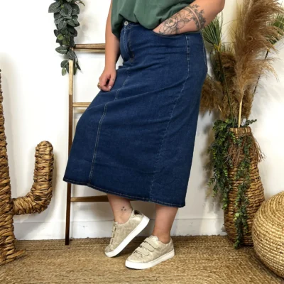 L710- Jupe en jean longue (T42-T50) - denim - 50