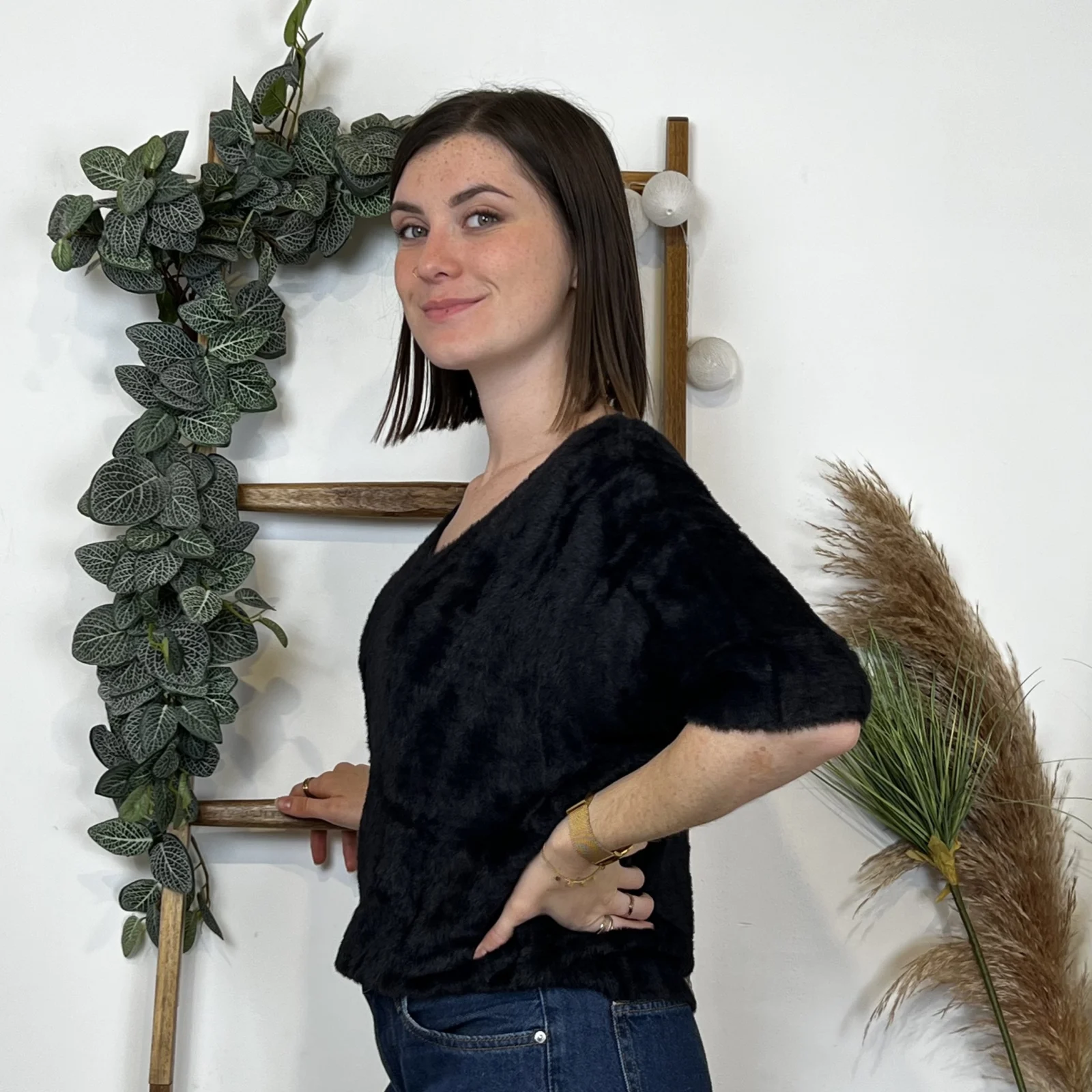 Pull femme « Pilou Pilou » col bateau « Tendance » - noir - taille-unique