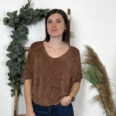 K804- Pull "Pilou Pilou" (Tu) 🇮🇹 - marron - taille-unique