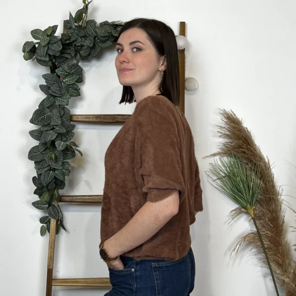 K804- Pull "Pilou Pilou" (Tu) 🇮🇹 - marron - taille-unique