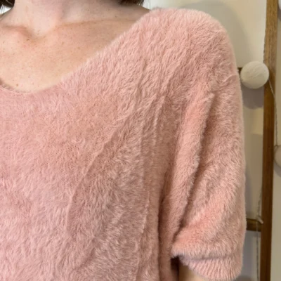 K804- Pull "Pilou Pilou" (Tu) 🇮🇹 - rose-poudre - taille-unique