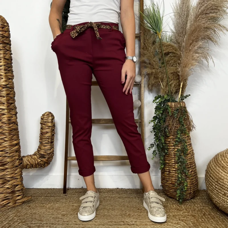 Chino Ceinture Stretch (T36-T44) - bordeaux - 44