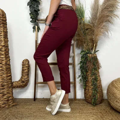 L805- Chino Ceinture Stretch (T36-T44) 🇮🇹 - bordeaux - 44