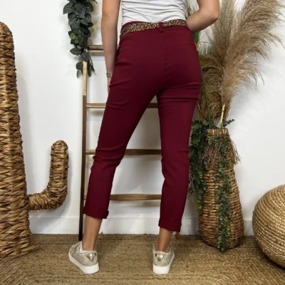 L805- Chino Ceinture Stretch (T36-T44) 🇮🇹 - bordeaux - 44