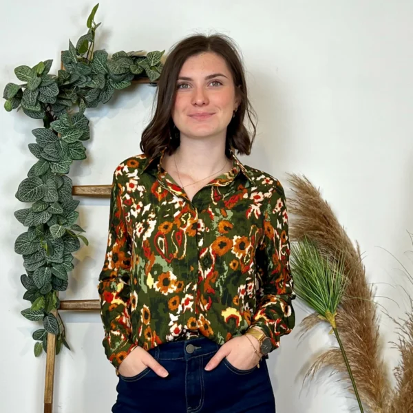 K775- Blouse Imprimée "Z-One" (T36-T40) - kaki - 38