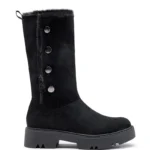 R466- Bottines fourrées daim - noir - 41