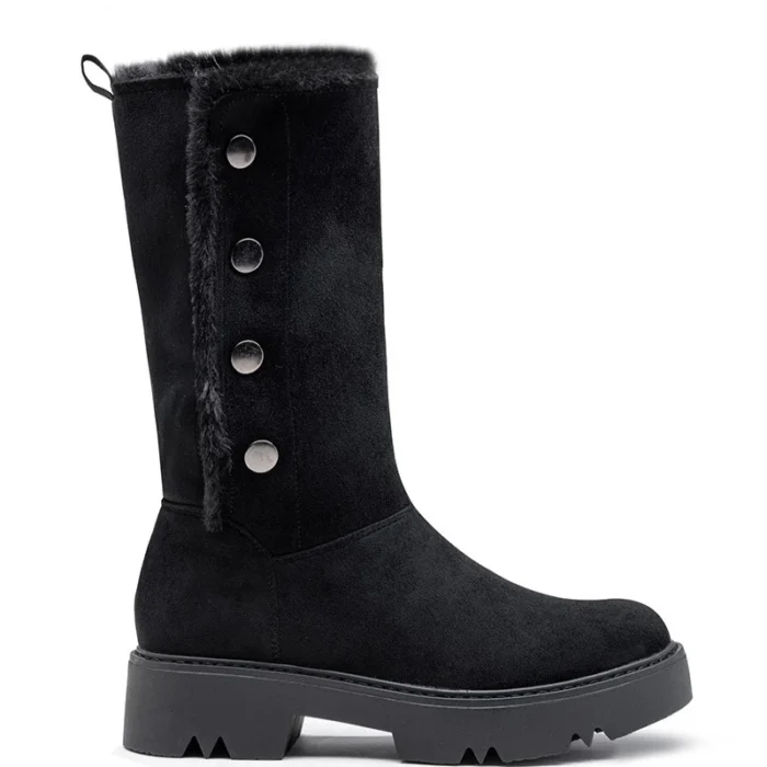 R466- Bottines fourrées daim - noir - 41